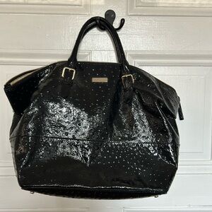 Kate Spade New York Black Patent Leather embossed Satchel Shoulder Bag